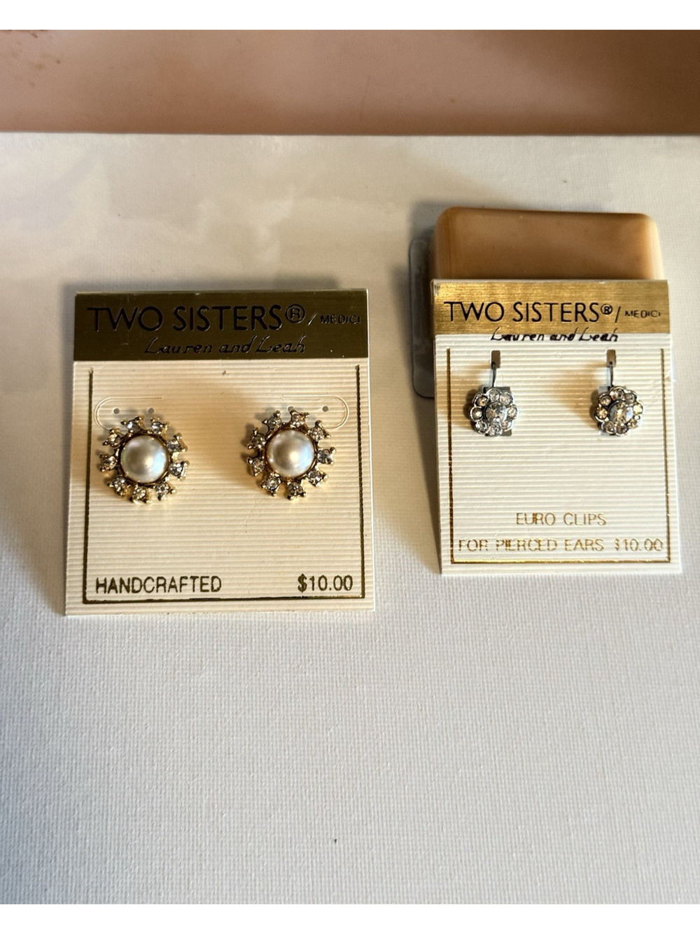 Two Sisters Vintage Earring Nos Pierced Classic and "80s/90s Corporate Chic''